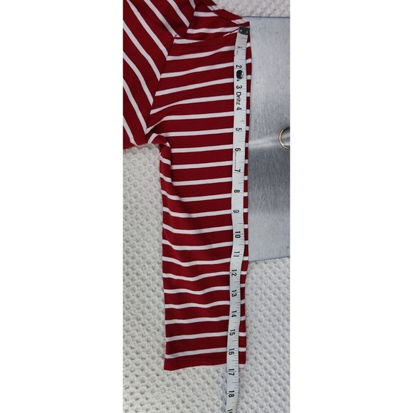 Boston Proper Off Shoulder Top Size Small Inset Bra Cranberry Red White Striped - Picture 7 of 11